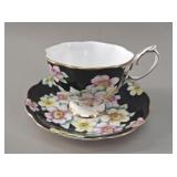 Royal Albert Black Floral Teacup & Saucer