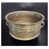 Antique French Brass Footed Cachepot Planter