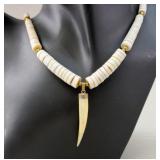 MCM Shell Disk and Tusk Pendant Necklace