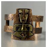 Mexican Modernist Copper & Brass Mayan Bracelet