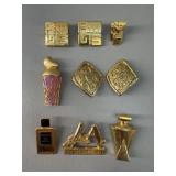 Vintage Designer Perfume Bottle and Logo Jewelry