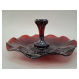 Fenton Ruby Red Glass Center-Handled Server vtg