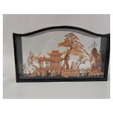 Vintage Chinese Carved Cork Diorama, Fuzhou