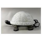 Vintage Slag Glass Turtle Accent Lamp