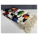 Mid-Century Mexican Pictorial Wool Serape Blanket