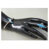 Modernist Silver & Turquoise Bangle and Ring Set