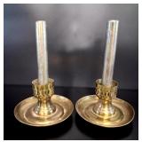 Vintage Brass & Metal Spring-Loaded Candle Lamps