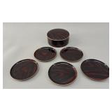 Otagiri Japanese Lacquerware Coaster Set vtg