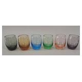 6 Moser Style Bohemian Cut Glass Shot Glasses