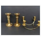 MCM English Brass Candlesticks & Modernist C