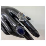 Pair of Silver? Labradorite & Sodalite Rings