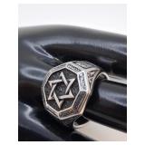 Steel Star of David Men's Signet Ring