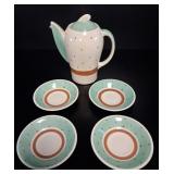 Susie Cooper Art Deco 'Tyrol' Coffee Pot & Saucers