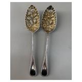 Antique Gold Wash Silver Plated Fruit Salad Spoons