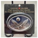 Country Leather Eagle & Moon Zinc Belt Buckle