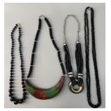Vintage Black Costume Necklace Collection Lot of 4