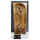 Quebec Folk Art Carved Wood Golfer Relief Panel