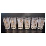 6 MCM Golden Pine Needle Frosted Tumblers