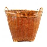Vtg X-Lrg Asian Woven Bamboo & Wicker Harvest