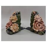 Pair of  Molded Floral Bookends