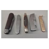 5 Assorted Folding Pocket Knives vtg