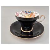 Aynsley English Bone China Black Teacup and Saucer