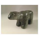 Inuit Carved Soapstone Polar Bear Sculpture Signed