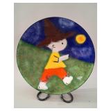 MCM Enamel On Copper ' Young Boy' Bowl