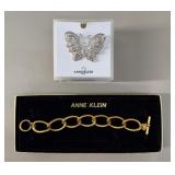 Vtg Anne Klein link bracelet and butterfly brooch