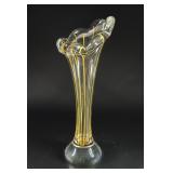 Scandinavian Glass Yellow Thread Soliflore  Vase