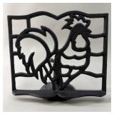 Vintage Cast Iron Rooster Cookbook Stand