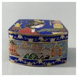 Vtg Chinese Cloisonne Enamel Trinket Box Figural