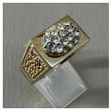 Vtg Goldtone with crystal Stones Menï¿½s Ring