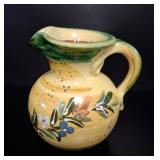 French Hand-Painted Ceramic Pitcher