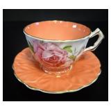 Aynsley Bone China Cabbage Rose Teacup & Saucer