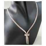 Italian Sterling Silver Bow Necklace & Earring Set