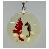 MCM German Resin Seahorse Pendant Necklace