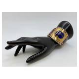 Vtg Egyptian Revival Enamel Scarab Hinged Bangle