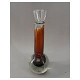 Murano Amber Sommerso Glass Candlestick