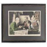 Vtg Signed Eichinger Men Discussing Litho