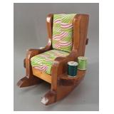 Mid-Century Wooden Rocker Sewing Caddy