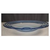 Blue Ringed Glass Console Bowl
