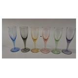 6 MCM Multi-Color Pastel Glass Cordials