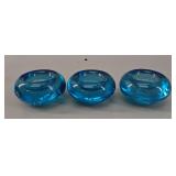 3 Blue Bullicante Glass Candleholders