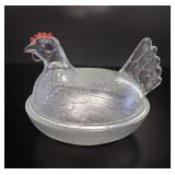 Indiana Glass Hen On Nest Chicken vtg