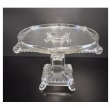 Antique EAPG Pressed Glass Square Compote