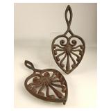 Pair of Wilton Cast Iron Heart & Scroll Trivets