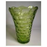 Federal Glass Green Honeycomb Flared Glass Vase
