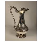 Ornate Victorian Silvered Claret Baluster-Form Jug