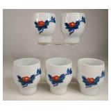 Set of 5 Japanese Porcelain Camellia Teacups